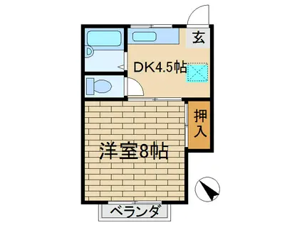 ほんだハイツクレストエム(1DK/2階)の間取り写真