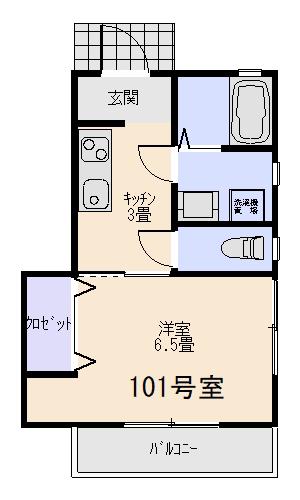 グランドパレス清川C(1K/1階)の間取り写真
