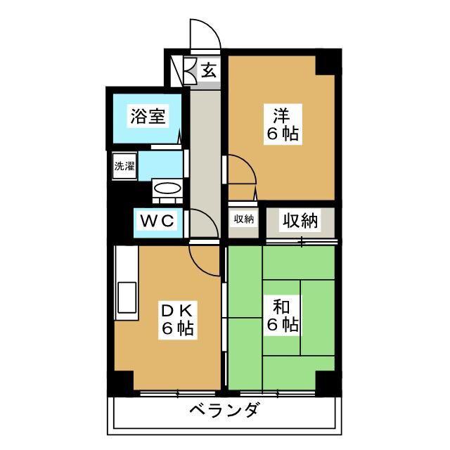 シャンブル西葛西(2DK/5階)の間取り写真