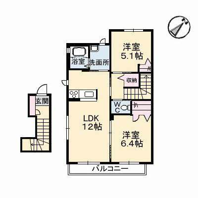 ボヌール(2LDK/2階)の間取り写真