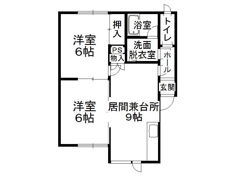 コーポKY(2DK/1階)の間取り写真