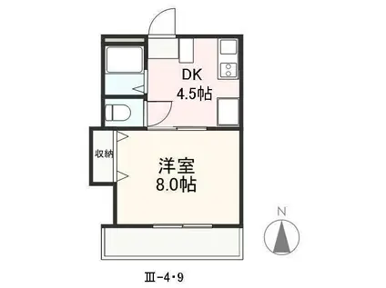 クレイドル安田III・IV(1DK/2階)の間取り写真