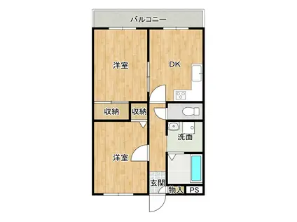 コスモレジデンス石切(2DK/3階)の間取り写真