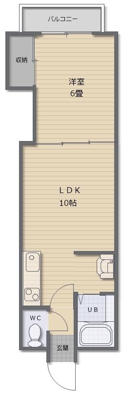 クオレ松陰(1LDK/4階)の間取り写真