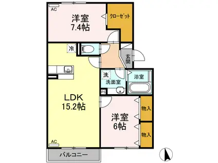 ヴァイオレット(2LDK/3階)の間取り写真