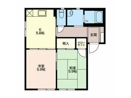 エクセルコート(2K/1階)の間取り写真