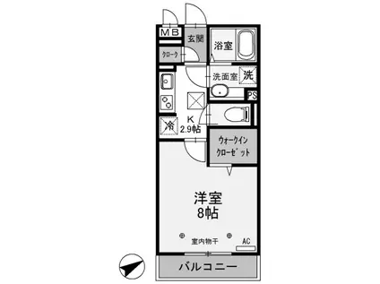 カーサ・プリメーラ(1K/1階)の間取り写真