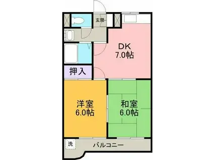 アークセカンド(2DK/3階)の間取り写真
