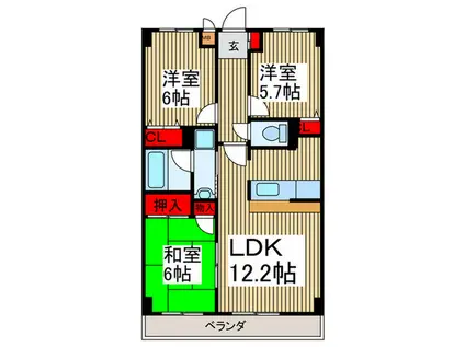 スターハイム朝霞(3LDK/1階)の間取り写真