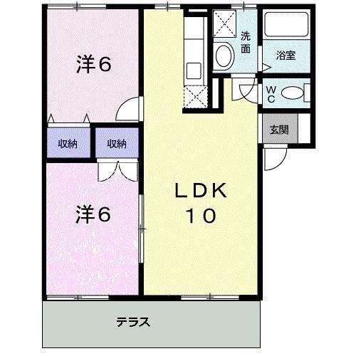 クレストール石川(2LDK/1階)の間取り写真