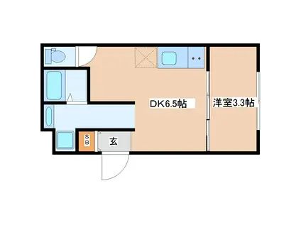 あすと五十人町II(1DK/1階)の間取り写真