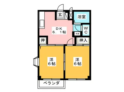 コーポ日比野 B棟(2DK/2階)の間取り写真