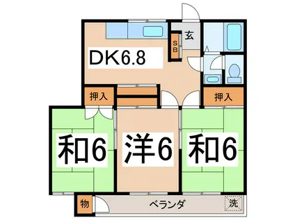 ミキハウスII(3DK/2階)の間取り写真