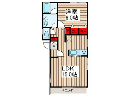 KS ROOM(1LDK/2階)の間取り写真
