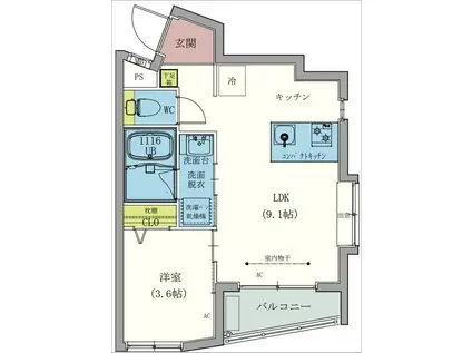 RADICA(1LDK/3階)の間取り写真