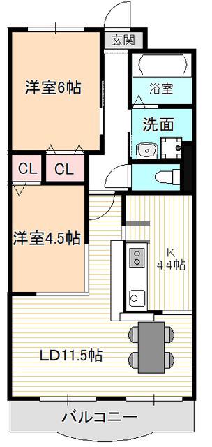 伊藤ハイツ(2LDK/3階)の間取り写真