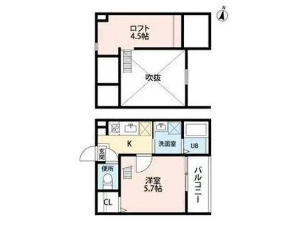 ソフィアHJ(1K/2階)の間取り写真