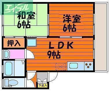 アムール・ディス(2LDK/2階)の間取り写真