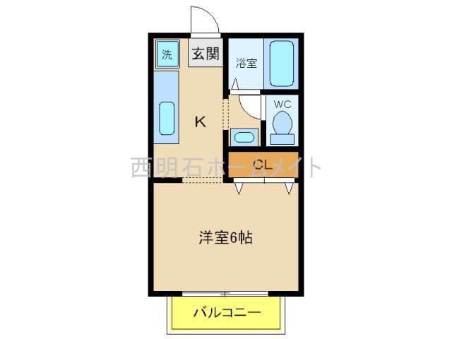 MCハイツII(1K/2階)の間取り写真
