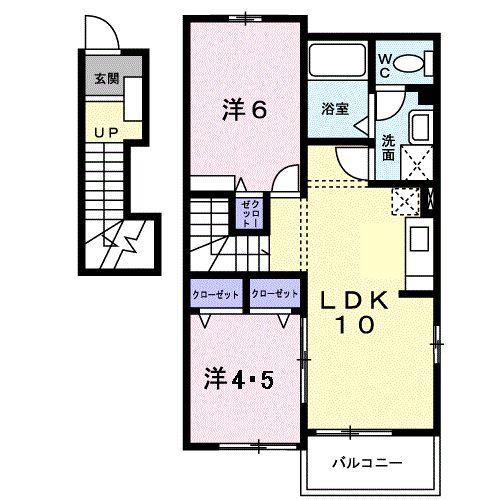 リオラドパティオA(2LDK/2階)の間取り写真