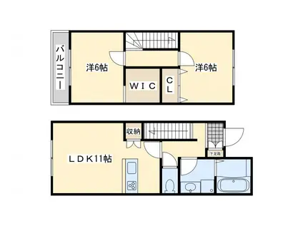 グランスタ馬場山Dコート(2LDK/1階)の間取り写真
