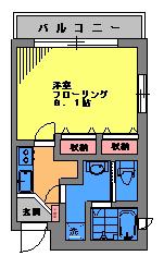 朝日リゾート(1K/2階)の間取り写真