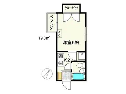 ドミールあざみ野(1K/4階)の間取り写真