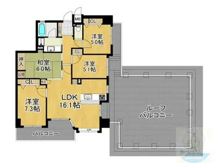 エイルマンション鍋島(4LDK/7階)の間取り写真