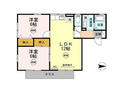 カメリア徳力(2LDK/2階)の間取り写真