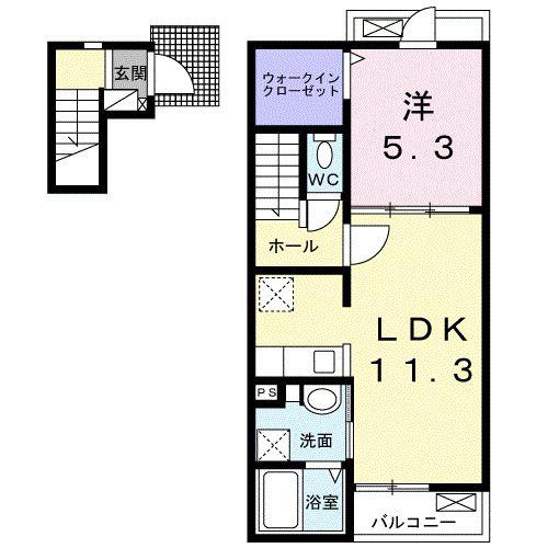カーサ マレ(1LDK/2階)の間取り写真