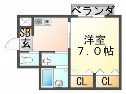 コート千里山西III(1K/3階)の間取り写真