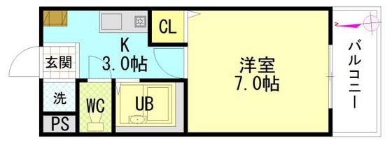 ソレイユ寺井(1K/2階)の間取り写真