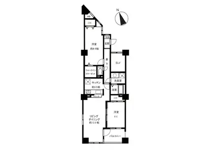 コスモ千葉グレイスヒルズ(2LDK/9階)の間取り写真