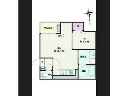 JACK SHIBATAHONDORII(1LDK/3階)の間取り写真