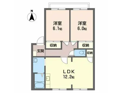 フレグランス円座 D棟(2LDK/1階)の間取り写真