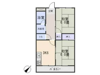 メゾンヤマダ(2DK/2階)の間取り写真