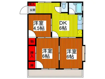 メゾン鶴(3DK/2階)の間取り写真