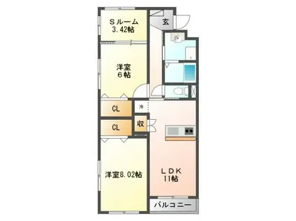 IBB7(2SLDK/4階)の間取り写真