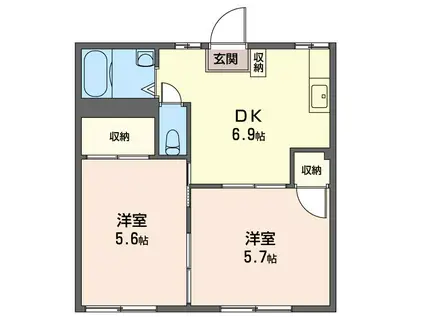 SHM ファームハイツ B(2DK/1階)の間取り写真