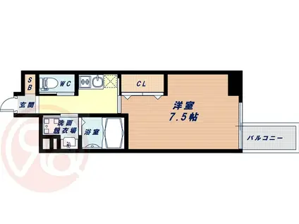 GRAND-K靭公園(1K/8階)の間取り写真