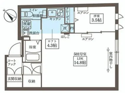 COCOCUBE江古田サウス(1LDK/5階)の間取り写真