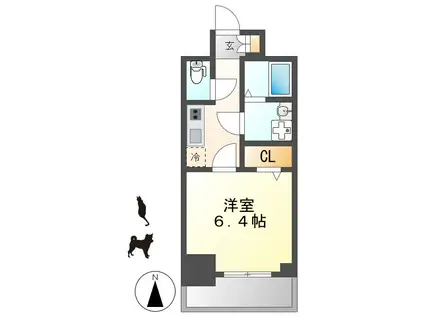 エスリード名古屋STATION ウエスト(1K/6階)の間取り写真