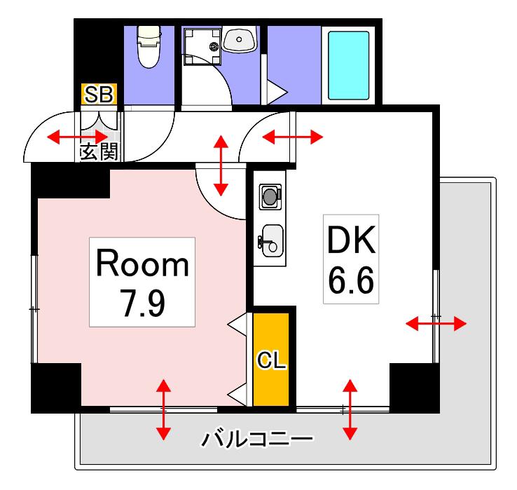アンブシュール京橋(1DK/7階)の間取り写真
