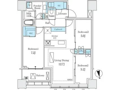 白金ザ・スカイ(3LDK/30階)の間取り写真