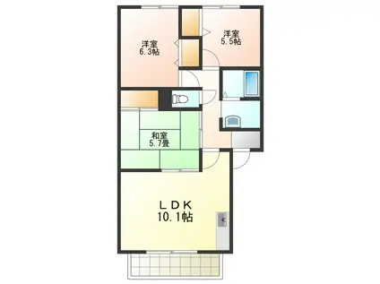 アルテトリア日根野C棟(3DK/2階)の間取り写真