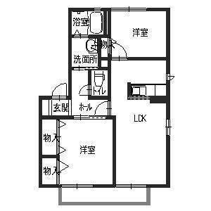 エスポワールC棟(2LDK/2階)の間取り写真