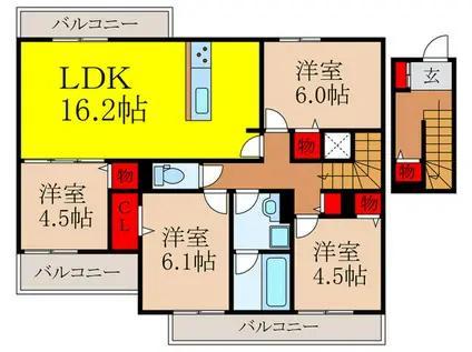アドゥシール荘園(4LDK/2階)の間取り写真