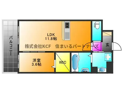 PROUDII花畑(1LDK/7階)の間取り写真