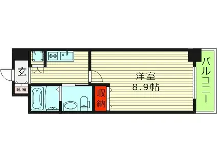 ルクレ京橋(1K/6階)の間取り写真