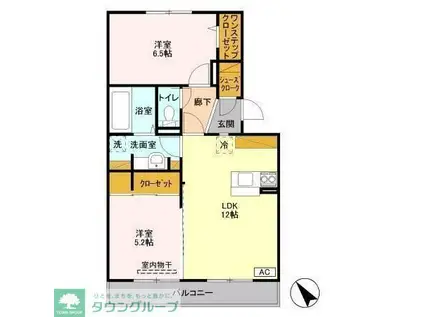 八千代の杜 イーストパークB(2LDK/2階)の間取り写真